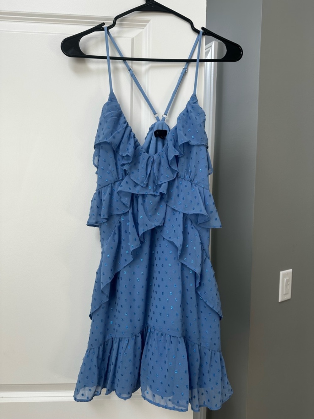 NBD Light Blue Ruffle Mini Dress
